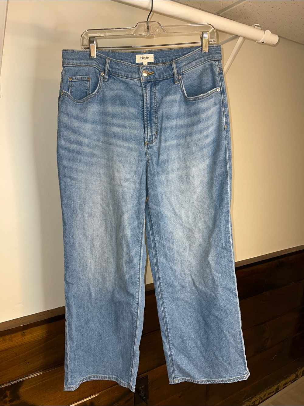 Rivete Denim by Loft Wide Leg Crop Jeans Light Blue- 12